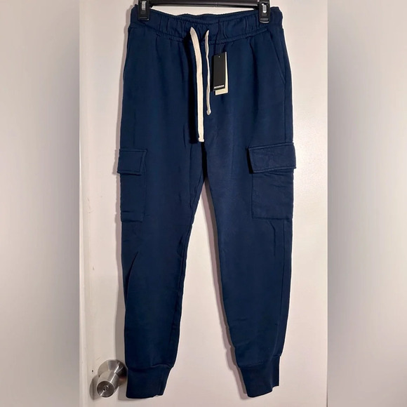 NWT Monrow Super Soft Cargo Joggers in Navy XS - Picture 3 of 11